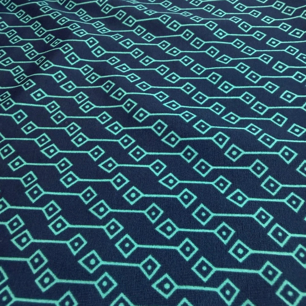 Tea Collection Kids Teal Navy Geometric Diamond Rash Guard Swim Shirt Size‎ 3